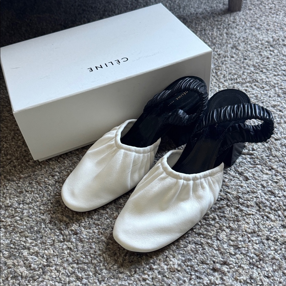 Celine Black and White Iconic Slingbacks - Picture 2 of 7